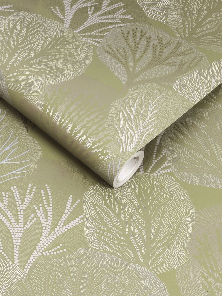 Graham & Brown Green Twyla Wallpaper Sample - Image 3 of 3