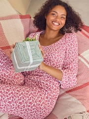Laura Ashley Red Hargate Floral Ribbed Twosie Pyjamas Set - Image 3 of 12