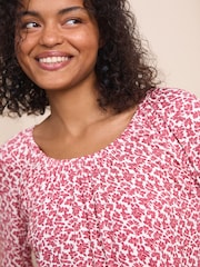 Laura Ashley Red Hargate Floral Ribbed Twosie Pyjamas Set - Image 6 of 12