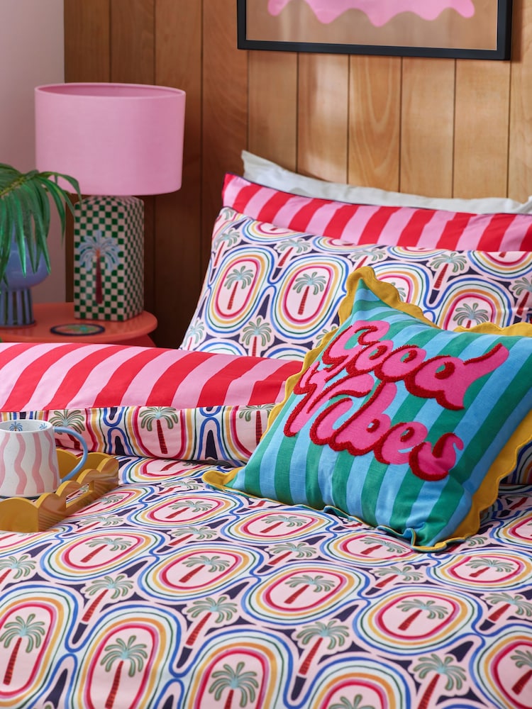 Eleanor Bowmer Tropical Palm Tree 180 Thread Count Duvet Cover and Pillowcase Set - Image 3 of 6