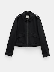Hush Black Laurie Zip-Up 100% Cotton Utility Jacket - Image 5 of 5