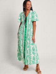 Monsoon Natural Lani Button Dress in Linen Blend - Image 2 of 4