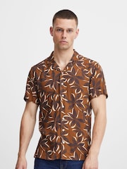 Blend Brown Leaf Print Short Sleeve Shirt - Image 1 of 5