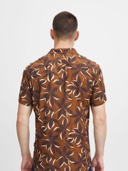 Blend Brown Leaf Print Short Sleeve Shirt - Image 2 of 5