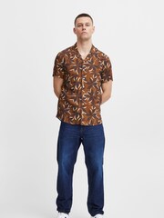 Blend Brown Leaf Print Short Sleeve Shirt - Image 3 of 5