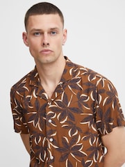 Blend Brown Leaf Print Short Sleeve Shirt - Image 4 of 5