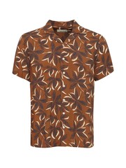 Blend Brown Leaf Print Short Sleeve Shirt - Image 5 of 5
