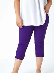 Roman Purple Curve Cropped Stretch Capri Trousers - Image 4 of 5