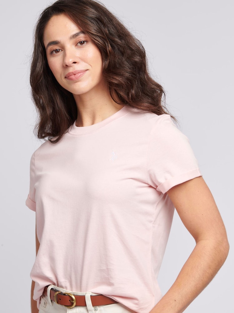 U.S. Polo Assn. Pink Womens Crew Neck Double Horsemen T-Shirt - Image 4 of 6