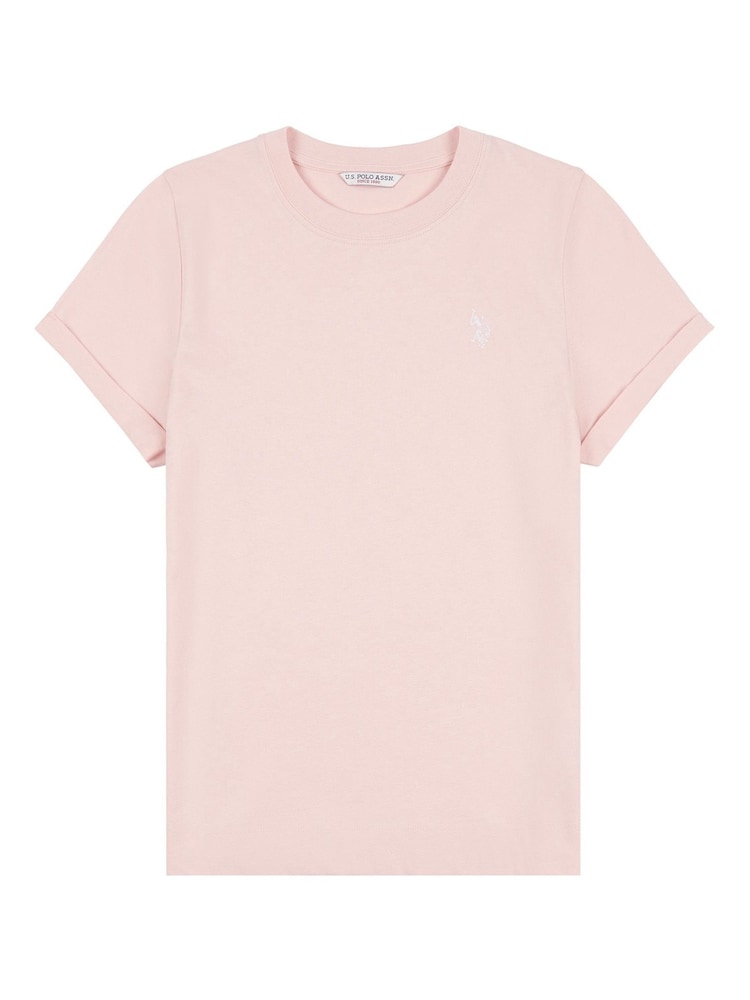 U.S. Polo Assn. Pink Womens Crew Neck Double Horsemen T-Shirt - Image 5 of 6