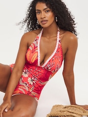 Figleaves Pink Frida Halter Longer Length Swimsuit - Image 3 of 5