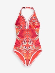 Figleaves Pink Frida Halter Longer Length Swimsuit - Image 5 of 5