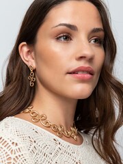 Aela Gold Tone Swirl Collar Necklace - Image 3 of 3