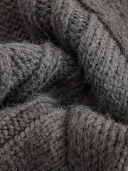 Green Khaki High Neck Collar Lace Layer Cable Knitted Jumper - Image 6 of 8