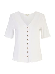 Yumi 100% Cotton Button Detail T-Shirt - Imagen 4 de 4