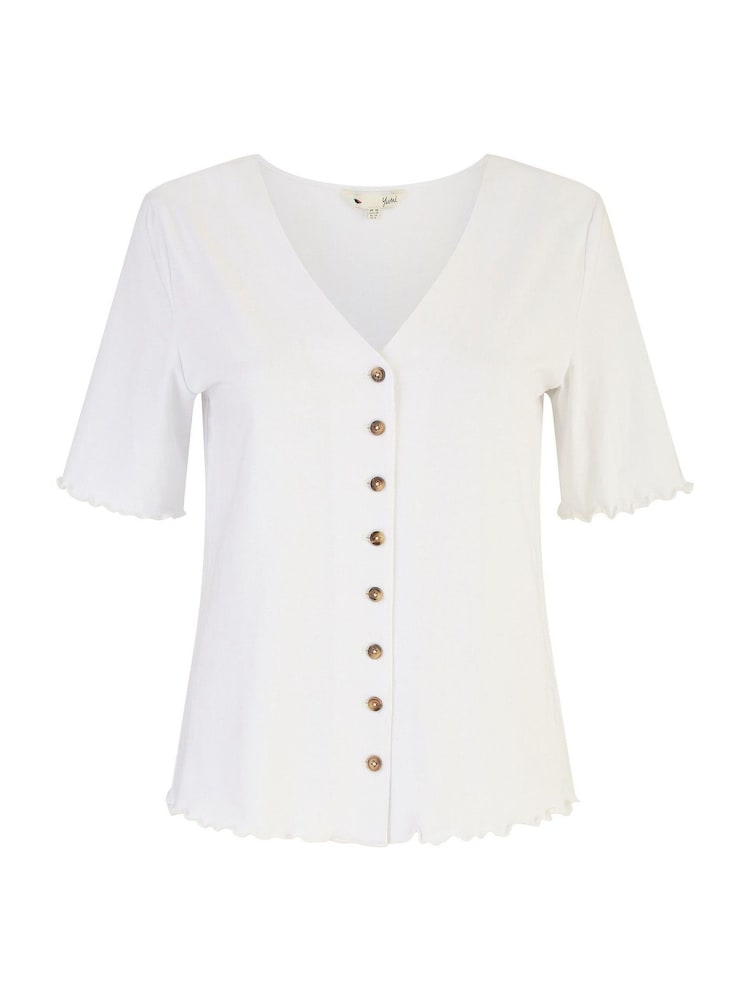 Yumi 100% Cotton Button Detail T-Shirt - Imagen 4 de 4 Yumi 100% Cotton Button Detail T-Shirt - Imagen 4 de 4