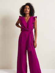 Phase Eight Magenta Purple Petite Ayla Ruffle Wrap Jumpsuit - Image 1 of 6