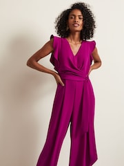 Phase Eight Magenta Purple Petite Ayla Ruffle Wrap Jumpsuit - Image 3 of 6