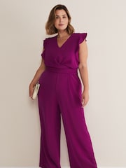 Phase Eight Magenta Purple Petite Ayla Ruffle Wrap Jumpsuit - Image 6 of 6