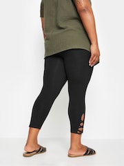 Yours Curve Black Cut Out Cropped Leggings - Image 3 of 5