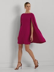 Lauren Ralph Lauren Pink Cape Georgette Cocktail Dress - Image 1 of 9