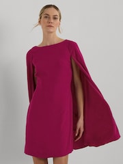 Lauren Ralph Lauren Pink Cape Georgette Cocktail Dress - Image 3 of 9