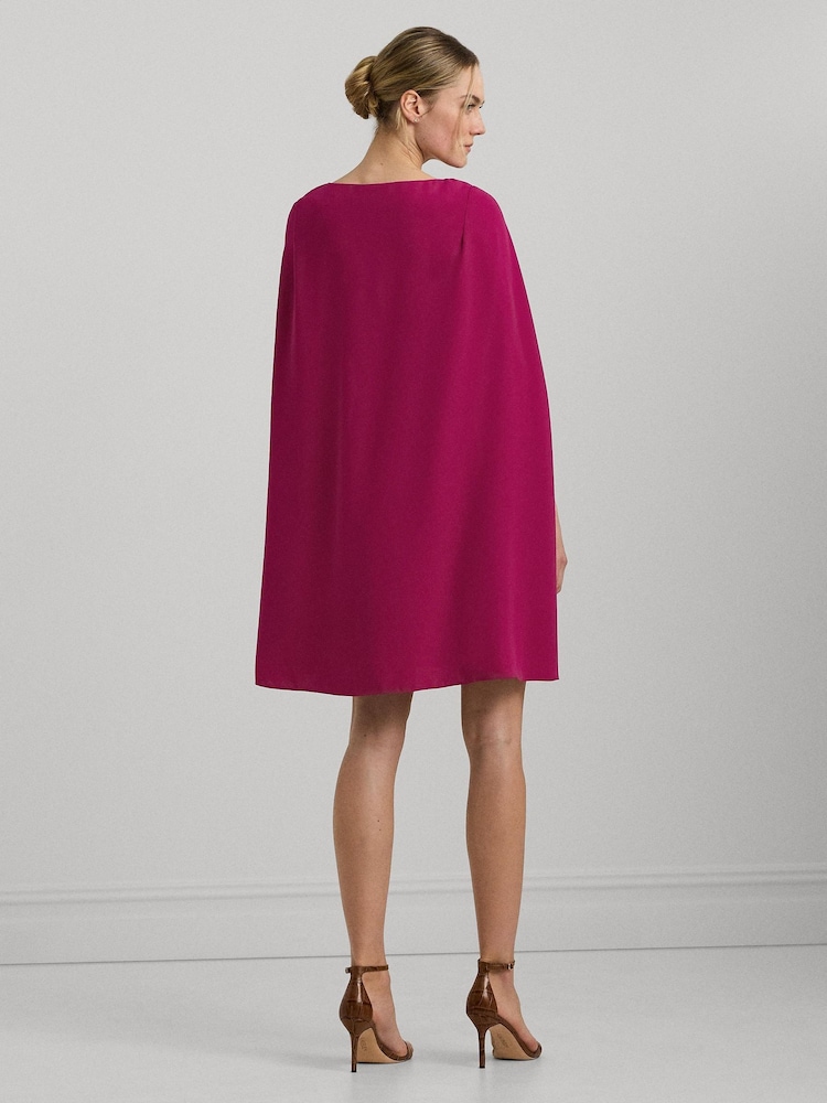 Lauren Ralph Lauren Pink Cape Georgette Cocktail Dress - Image 4 of 9
