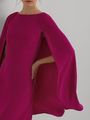 Lauren Ralph Lauren Pink Cape Georgette Cocktail Dress - Image 5 of 9