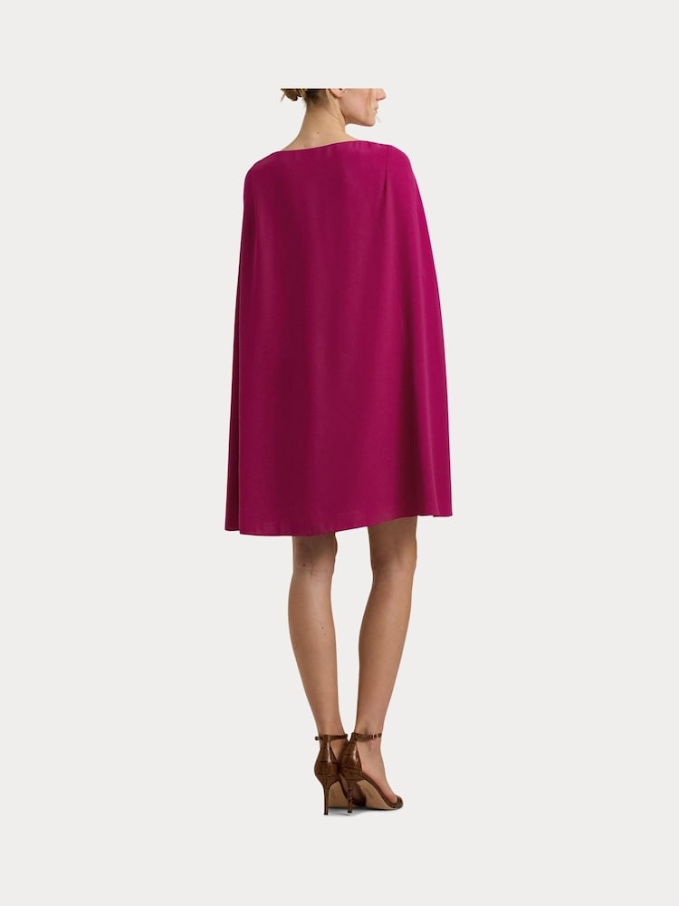 Lauren Ralph Lauren Pink Cape Georgette Cocktail Dress - Image 6 of 9