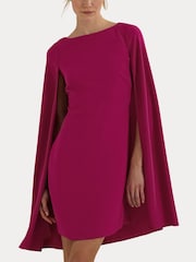 Lauren Ralph Lauren Pink Cape Georgette Cocktail Dress - Image 7 of 9