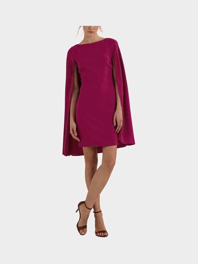 Lauren Ralph Lauren Pink Cape Georgette Cocktail Dress - Image 8 of 9