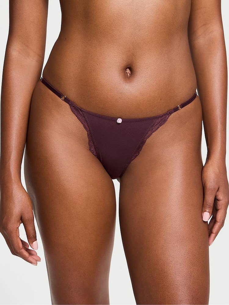 Victoria's Secret Burgundy Purple Lace Trim Bikini Knickers - Image 1 of 3