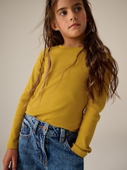 Ochre Yellow Long Sleeve Ribbed Top (3-16yrs) - Image 1 of 6