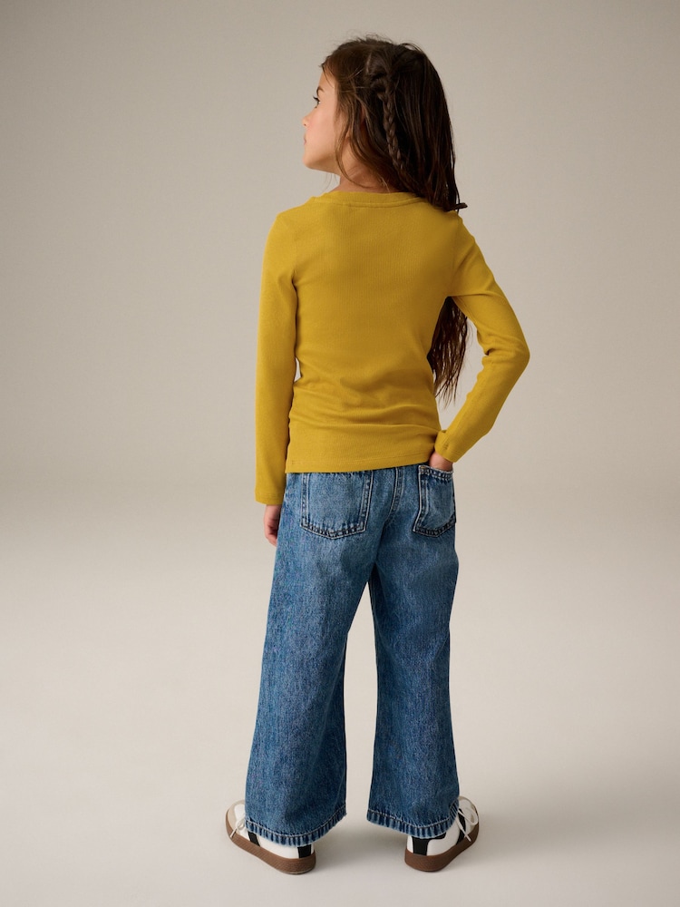 Ochre Yellow Long Sleeve Ribbed Top (3-16yrs) - Image 3 of 6