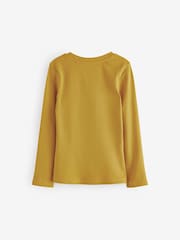 Ochre Yellow Long Sleeve Ribbed Top (3-16yrs) - Image 5 of 6