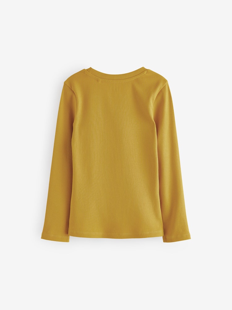 Ochre Yellow Long Sleeve Ribbed Top (3-16yrs) - Image 5 of 6