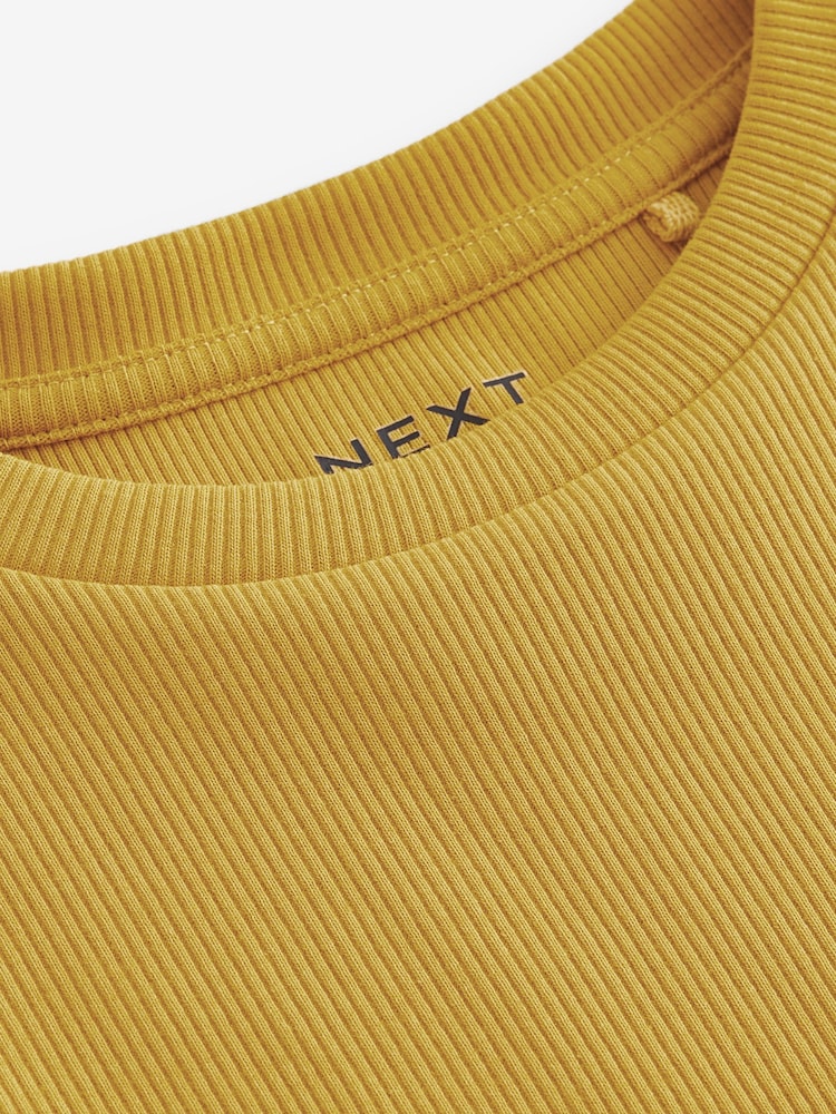 Ochre Yellow Long Sleeve Ribbed Top (3-16yrs) - Image 6 of 6