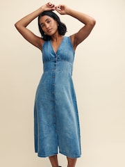 Nobody's Child Blue Denim Sandra Plain Midi Dress - Image 3 of 5