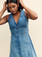 Nobody's Child Blue Denim Sandra Plain Midi Dress - Image 4 of 5