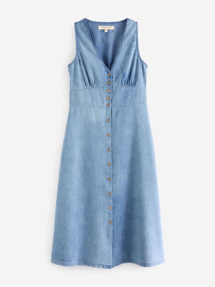 Nobody's Child Blue Denim Sandra Plain Midi Dress - Image 5 of 5