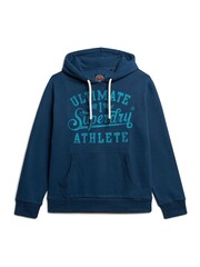 Superdry Blue Athletic Script Embroidered Graphic Hoodie - Image 4 of 6