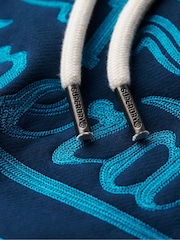 Superdry Blue Athletic Script Embroidered Graphic Hoodie - Image 6 of 6