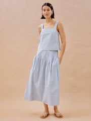 Albaray Blue Ticking Stripe Drop Waist Skirt - Image 3 of 5
