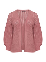 Yours Curve Pink Pointelle Balloon Sleeve Cardigan - Image 6 of 6