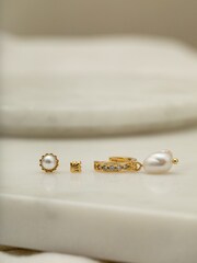 Orelia London 18k Gold Plating Pearl Stud Earrings - Image 2 of 2