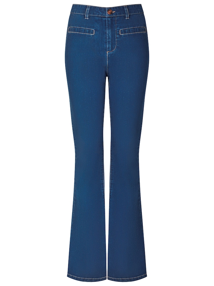 Joe Browns Blue Stretch Denim Bootcut Trousers - Image 5 of 5
