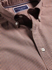 Charles Tyrwhitt Pink Gingham Slim Fit Short Sleeve Noniron Stretch Poplin 100% Cotton Shirt - Image 5 of 6