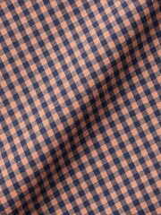 Charles Tyrwhitt Pink Gingham Slim Fit Short Sleeve Noniron Stretch Poplin 100% Cotton Shirt - Image 6 of 6