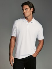White Bulldog Embroidery Regular Fit Short Sleeve Pique Polo Shirt - Image 1 of 7