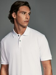 White Bulldog Embroidery Regular Fit Short Sleeve Pique Polo Shirt - Image 4 of 7